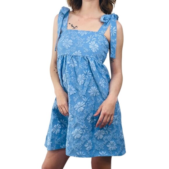 Blue Floral Women's Dress - Picture 5 of 10